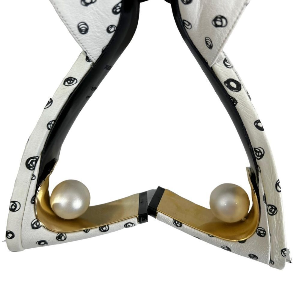 Nicholas Kirkwood MAEVA Ankle Strap Sandals in White & Black Doodle Print - Picture 9 of 16